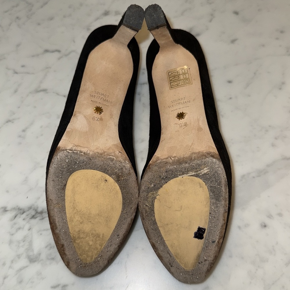 STUART WEITZMAN Shoes Larsa Suede Platform Pump Heels Black Size 6.5 - Picture 14 of 16